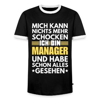 Nicht schockbarer Manager - Männer Kontrast-T-Shirt - Schwarz/Weiß - Vorne - AI Model Female 172 light (172cm) & AI Model Male 178 light (178cm)