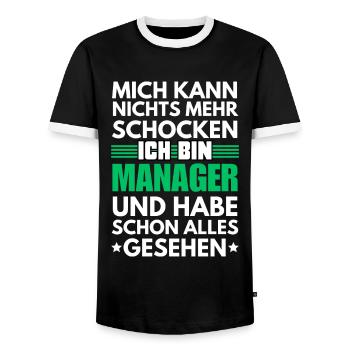 Nicht schockbarer Manager - Männer Kontrast-T-Shirt - Schwarz/Weiß - Vorne - AI Model Female 172 light (172cm) & AI Model Male 178 light (178cm)