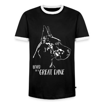 Aimé par un grand chien danois disant chiens Wilsigns - T-shirt contrasté Homme - noir/blanc - Devant - AI Model Female 172 light (172cm) & AI Model Male 178 light (178cm)