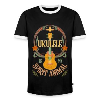 Ukulele is my spirit animal - Männer Kontrast-T-Shirt - Schwarz/Weiß - Vorne - AI Model Female 172 light (172cm) & AI Model Male 178 light (178cm)