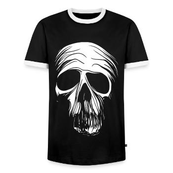 Pirate Ghost - Men's Ringer Shirt - black/white - Front - AI Model Female 172 light (172cm) & AI Model Male 178 light (178cm)