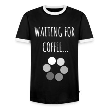Wating For Coffee - Lustiges Kaffeezitat - Männer Kontrast-T-Shirt - Schwarz/Weiß - Vorne - AI Model Female 172 light (172cm) & AI Model Male 178 light (178cm)