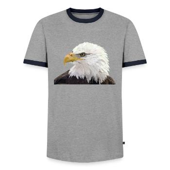 Bald eagle - Men's Ringer Shirt - grey/navy  - Front - AI Model Female 172 light (172cm) & AI Model Male 178 light (178cm)