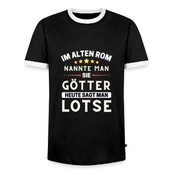 Im alten Rom waren Sie Götter. Heute Lotse - Männer Kontrast-T-Shirt - Schwarz/Weiß - Vorne - AI Model Female 172 light (172cm) & AI Model Male 178 light (178cm)