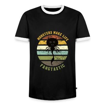 Fangtastic - Männer Kontrast-T-Shirt - Schwarz/Weiß - Vorne - AI Model Female 172 light (172cm) & AI Model Male 178 light (178cm)