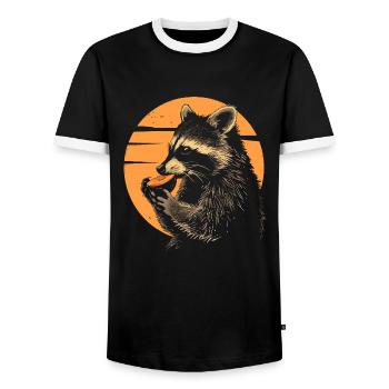 Mignon raton laveur raton laveur nature bébé raton laveur forêt - T-shirt contrasté Homme - noir/blanc - Devant - AI Model Female 172 light (172cm) & AI Model Male 178 light (178cm)