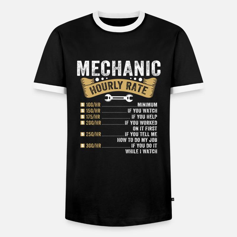 Mechanic Hourly Rate - Men's Ringer Shirt - black/white