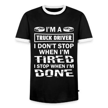 Truck Driver - Männer Kontrast-T-Shirt - Schwarz/Weiß - Vorne - AI Model Female 172 light (172cm) & AI Model Male 178 light (178cm)