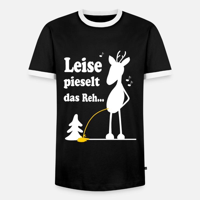 Weihnachtslied Schnee Reh - Männer Kontrast-T-Shirt - Schwarz/Weiß