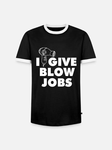 I Give Blow Jobs Graphic - Men's Ringer Shirt - black/white