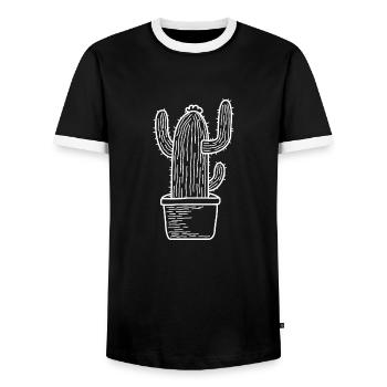 Cactus cactus gift prickly desert plant - Men's Ringer Shirt - black/white - Front - AI Model Female 172 light (172cm) & AI Model Male 178 light (178cm)