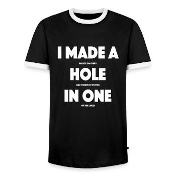 Disc golf, disc golf, golf, hole in one, funny - Men's Ringer Shirt - black/white - Front - AI Model Female 172 light (172cm) & AI Model Male 178 light (178cm)