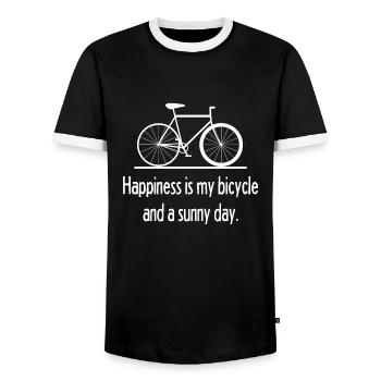 Fahrrad Happy, Bicycle, Rad, Fahrräder, Rennrad - Männer Kontrast-T-Shirt - Schwarz/Weiß - Vorne - AI Model Female 172 light (172cm) & AI Model Male 178 light (178cm)