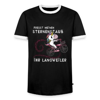 Lustiges Einhorn - fresst meinen Sternenstaub - Männer Kontrast-T-Shirt - Schwarz/Weiß - Vorne - AI Model Female 172 light (172cm) & AI Model Male 178 light (178cm)