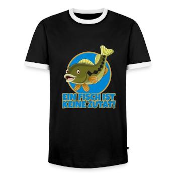 Fisch Vegan - Männer Kontrast-T-Shirt - Schwarz/Weiß - Vorne - AI Model Female 172 light (172cm) & AI Model Male 178 light (178cm)
