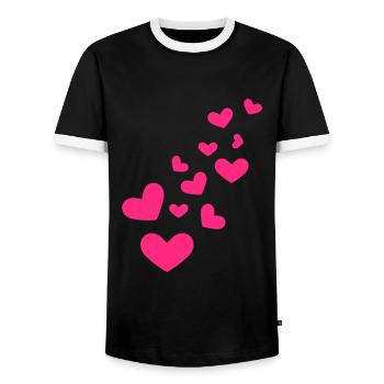 Little hearts heart pattern pink love gift - Men's Ringer Shirt - black/white - Front - AI Model Female 172 light (172cm) & AI Model Male 178 light (178cm)
