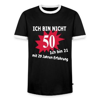 Geburtstag Birthday - 50. - Männer Kontrast-T-Shirt - Schwarz/Weiß - Vorne - AI Model Female 172 light (172cm) & AI Model Male 178 light (178cm)