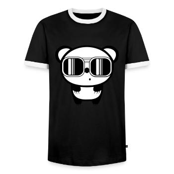 dessin panda - T-shirt contrasté Homme - noir/blanc - Devant - AI Model Female 172 light (172cm) & AI Model Male 178 light (178cm)