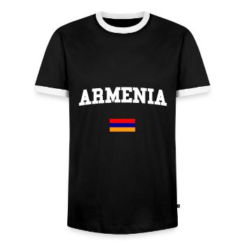 ARMENIA - Men's Ringer Shirt - black/white - Front - AI Model Female 172 light (172cm) & AI Model Male 178 light (178cm)