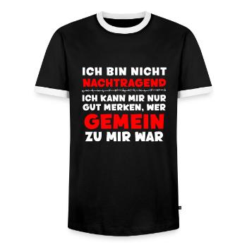 Je n’ai pas de ressentiment - drôle de dire - T-shirt contrasté Homme - noir/blanc - Devant - AI Model Female 172 light (172cm) & AI Model Male 178 light (178cm)