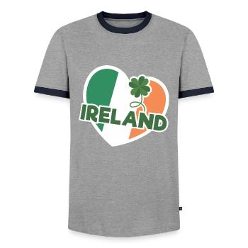 I Love Ireland Flag Graphique - T-shirt contrasté Homme - gris/marine  - Devant - AI Model Female 172 light (172cm) & AI Model Male 178 light (178cm)