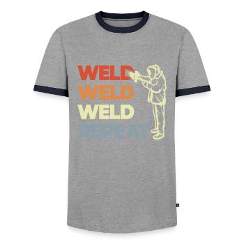 Amant de la sueur - T-shirt contrasté Homme - gris/marine  - Devant - AI Model Female 172 light (172cm) & AI Model Male 178 light (178cm)