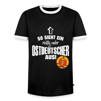 Cooler Ostdeutscher - Männer Kontrast-T-Shirt - Schwarz/Weiß - Vorne - AI Model Female 172 light (172cm) & AI Model Male 178 light (178cm)