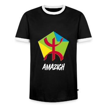 Amazigh - T-shirt contrasté Homme - noir/blanc - Devant - AI Model Female 172 light (172cm) & AI Model Male 178 light (178cm)