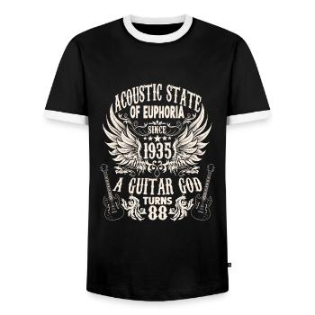 guitar fan musician guitarists birthday 1935 - Männer Kontrast-T-Shirt - Schwarz/Weiß - Vorne - AI Model Female 172 light (172cm) & AI Model Male 178 light (178cm)