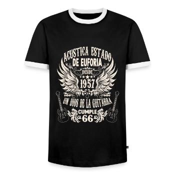 guitar fan musician guitarists birthday 1957 - Männer Kontrast-T-Shirt - Schwarz/Weiß - Vorne - AI Model Female 172 light (172cm) & AI Model Male 178 light (178cm)