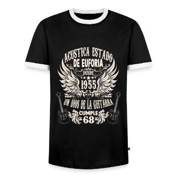 musician birthday guitarist rocker born 1955 - Männer Kontrast-T-Shirt - Schwarz/Weiß - Vorne - AI Model Female 172 light (172cm) & AI Model Male 178 light (178cm)
