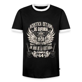 guitarists birthday 1959 64 years - Männer Kontrast-T-Shirt - Schwarz/Weiß - Vorne - AI Model Female 172 light (172cm) & AI Model Male 178 light (178cm)