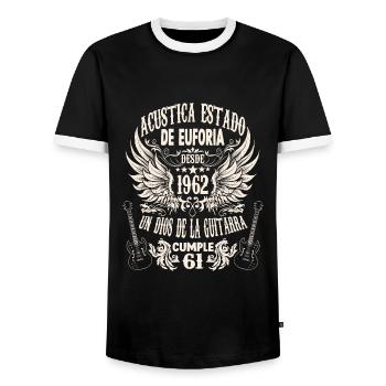 musician birthday guitarist rocker born 1962 - Männer Kontrast-T-Shirt - Schwarz/Weiß - Vorne - AI Model Female 172 light (172cm) & AI Model Male 178 light (178cm)