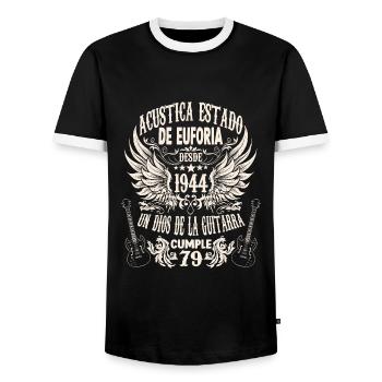 guitarristas rockero cumpleaños banda vintage 1944 - Männer Kontrast-T-Shirt - Schwarz/Weiß - Vorne - AI Model Female 172 light (172cm) & AI Model Male 178 light (178cm)