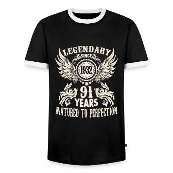 Funny birthday shirt for 91 year old saying - Men's Ringer Shirt - black/white - Front - AI Model Female 172 light (172cm) & AI Model Male 178 light (178cm)