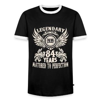 Legend 84 years birthday shirt sayings men - Männer Kontrast-T-Shirt - Schwarz/Weiß - Vorne - AI Model Female 172 light (172cm) & AI Model Male 178 light (178cm)
