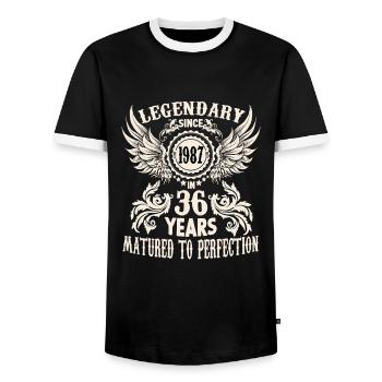 Legend 36 years birthday shirt sayings men - Männer Kontrast-T-Shirt - Schwarz/Weiß - Vorne - AI Model Female 172 light (172cm) & AI Model Male 178 light (178cm)