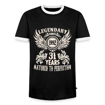 Légendaire depuis 1992 anniversaire 31 ans légende - T-shirt contrasté Homme - noir/blanc - Devant - AI Model Female 172 light (172cm) & AI Model Male 178 light (178cm)