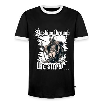 Krampus T-Shirt The scary Santa Claus - Men's Ringer Shirt - black/white - Front - AI Model Female 172 light (172cm) & AI Model Male 178 light (178cm)