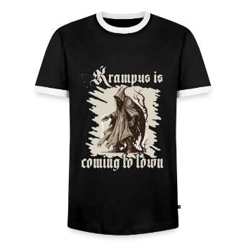 Krampus Shirt Das Böse erwacht - Männer Kontrast-T-Shirt - Schwarz/Weiß - Vorne - AI Model Female 172 light (172cm) & AI Model Male 178 light (178cm)