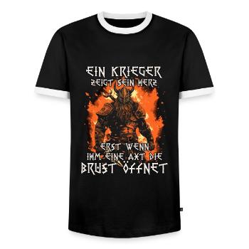 Legenden von Asgard Göttliche Macht der Wikinger - Männer Kontrast-T-Shirt - Schwarz/Weiß - Vorne - AI Model Female 172 light (172cm) & AI Model Male 178 light (178cm)