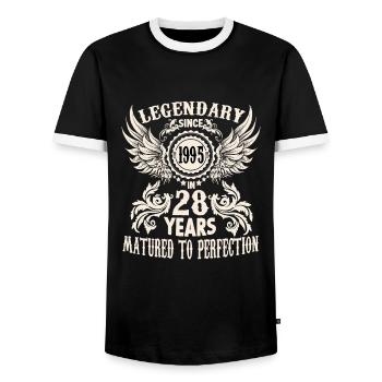 Legend 28 years birthday shirt sayings men - Men's Ringer Shirt - black/white - Front - AI Model Female 172 light (172cm) & AI Model Male 178 light (178cm)