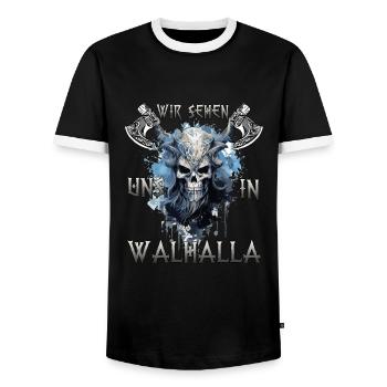 RagnarökCraft Das Geschenk für Ragnarök-Anbeter - Männer Kontrast-T-Shirt - Schwarz/Weiß - Vorne - AI Model Female 172 light (172cm) & AI Model Male 178 light (178cm)