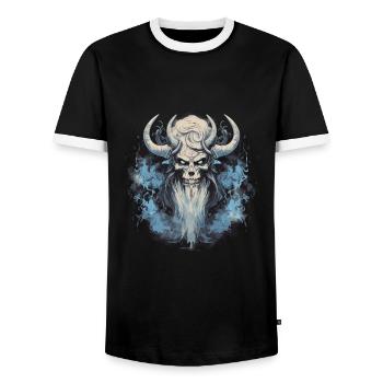Valhalla Warrior The gift for warrior fans. - Men's Ringer Shirt - black/white - Front - AI Model Female 172 light (172cm) & AI Model Male 178 light (178cm)