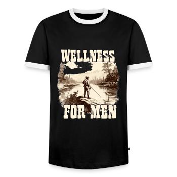 Wellness for Men Angler T-shirt Homme Pêcheur - T-shirt contrasté Homme - noir/blanc - Devant - AI Model Female 172 light (172cm) & AI Model Male 178 light (178cm)