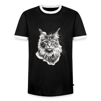 Maine coon chat propriétaire cadeau chat propriétaire - T-shirt contrasté Homme - noir/blanc - Devant - AI Model Female 172 light (172cm) & AI Model Male 178 light (178cm)