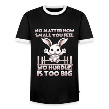 Kaninhop adventure: agility for your rabbit - Men's Ringer Shirt - black/white - Front - AI Model Female 172 light (172cm) & AI Model Male 178 light (178cm)