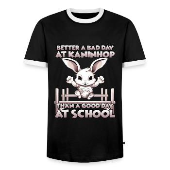 Agility joy Kaninhop gift rabbits fans - Men's Ringer Shirt - black/white - Front - AI Model Female 172 light (172cm) & AI Model Male 178 light (178cm)