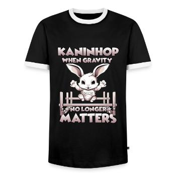Kaninhop rabbit agility for your pet rabbit - Men's Ringer Shirt - black/white - Front - AI Model Female 172 light (172cm) & AI Model Male 178 light (178cm)