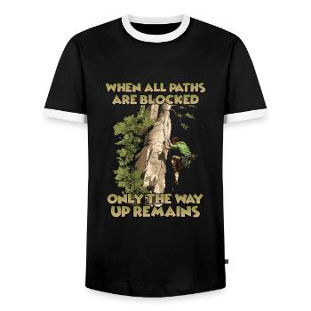 L'art de l'escalade en toprope Alpiniste en - T-shirt contrasté Homme - noir/blanc - Devant - AI Model Female 172 light (172cm) & AI Model Male 178 light (178cm)